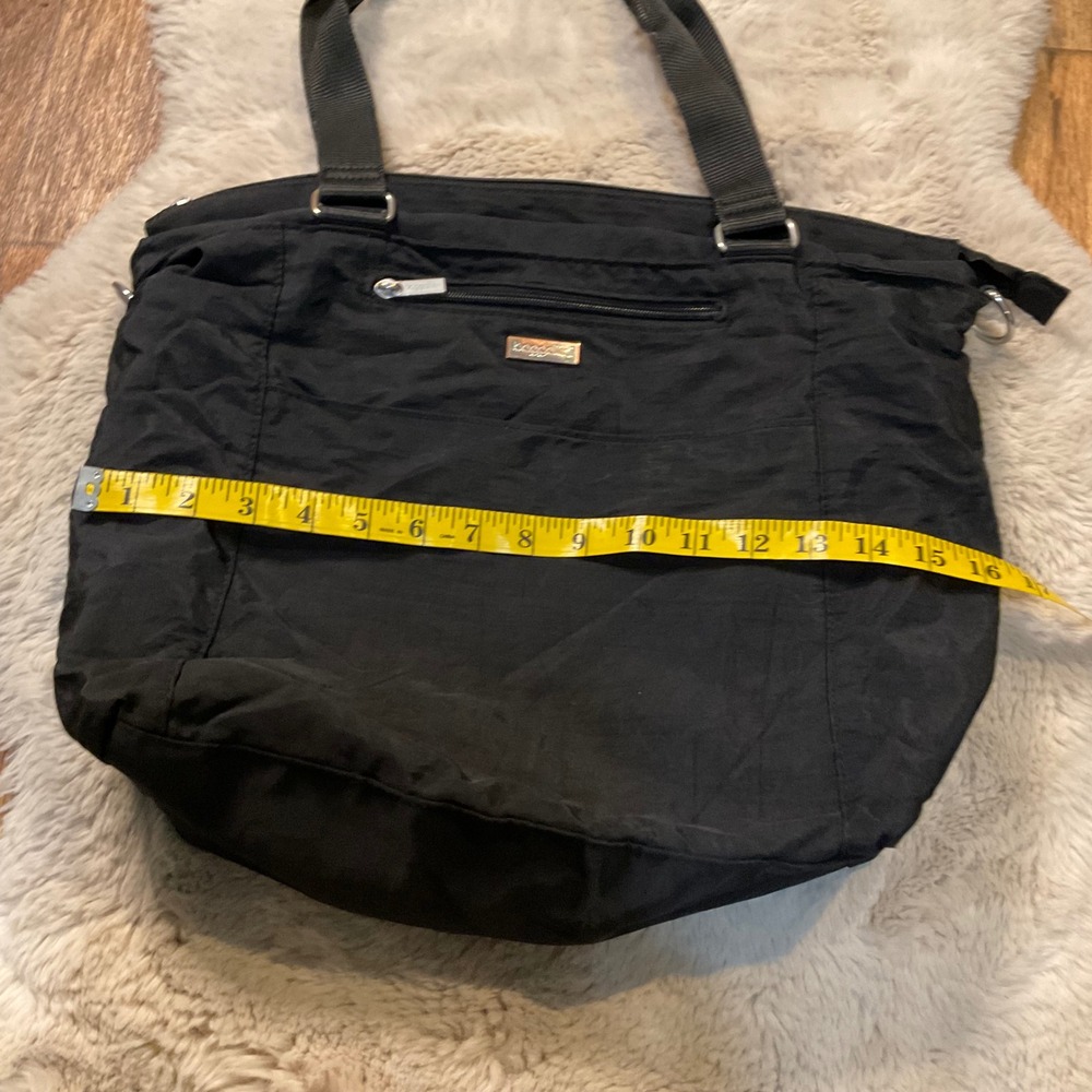 Baggalini Travel Tote‎ Purse Black Nylon Travel Lightweight 12x16 - Picture 3 of 10